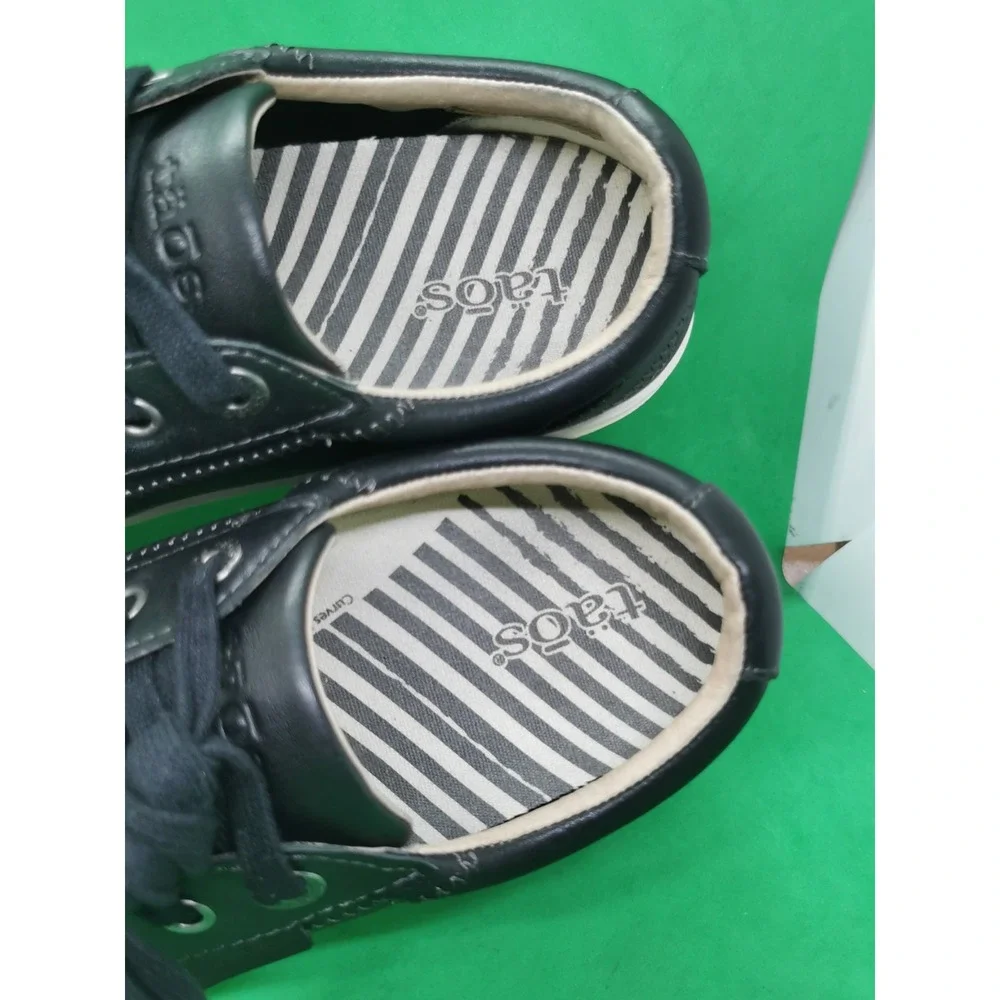 Taos Plim Soul Lux Black Leather Sneakers Womens Size 8.5 Low Top Lace Up Shoes
